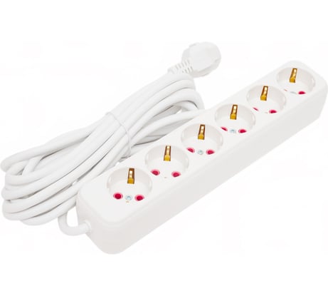 Удлинитель Lezard LILA, с заземлением, 6 входов, 5 метров 720-0605-601