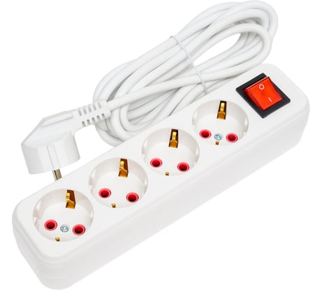 Удлинитель Lezard LILA, с заземлением, 4 входа, 3 метра, с выключателем 720-0403-402