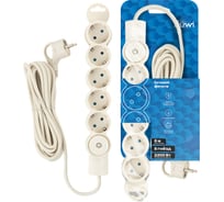 Сетевой фильтр duwi 5 гнезд, 5м с выключателем, с заземлением, со шторками 32573 4