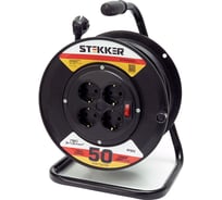 Удлинитель на пластиковой катушке STEKKER 4 гнезда 3х1,5 50м Standart STD01-41-50 Ухз-16 39220