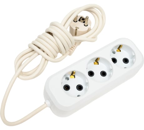 Удлинитель STEKKER 3-местный с/з HM01-31-03, 3м, 3x0,75, серия Home (У10-002), белый 39214