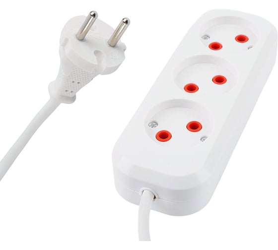 Удлинитель STEKKER 3 гнезда б/з 2x0,75, 1,8м, серия Home HM01-30-02, Ух-10 39209