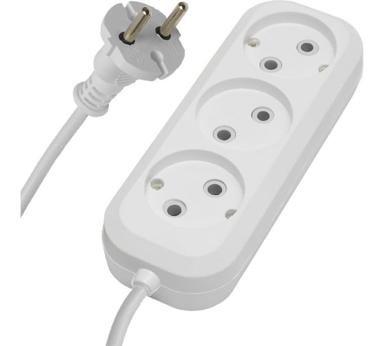 Удлинитель STEKKER 3 гнезда б/з 2x0,75, 1,8м, серия Home HM01-30-02, Ух-10 39209