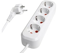 Удлинитель четырехместный STEKKER c заземлением hm06-40-07 3x1мм2, 5м, серия home (у10-429), белый, 49389