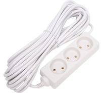 Бытовой удлинитель LINZO 10 метров, 3 розетки, без заземления, ПВС 2x0,75, 10А, max 2500Вт, 250В, белый 10-3-10М