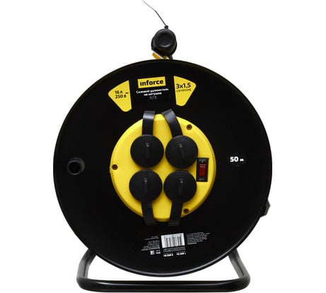Силовой удлинитель на катушке Inforce 4 гнезда, с/з ПВС 3х1,5 16A 50м IP44 GRANITE ZG 09-15-06