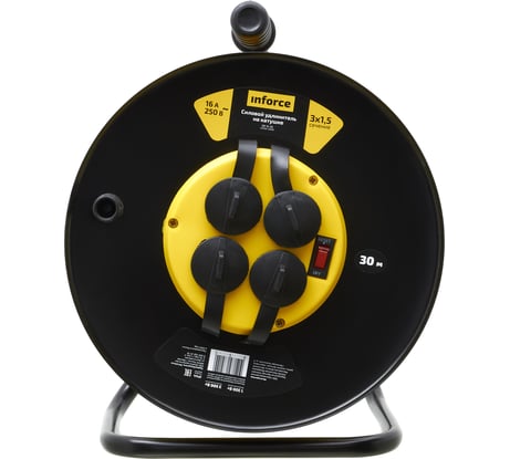 Силовой удлинитель на катушке Inforce 4 гнезда, с/з ПВС 3х1,5 16A 30м IP44 GRANITE ZG 09-15-05