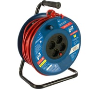 Удлинитель на пластиковой катушке Power Cube 4 розетки, с заземлением, IP20, 16А, 50м, ПВС 3*1,5мм2 PC20503