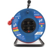 Удлинитель на пластиковой катушке Power Cube 4 розетки, с заземлением, IP20, 16А, 30м, ПВС 3*1,5мм2 PC20501