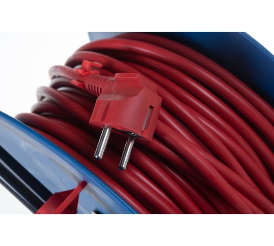 Удлинитель на пластиковой катушке Power Cube 4 розетки, с заземлением, IP20, 16А, 40м, ПВС 3*1,5мм2 PC20502
