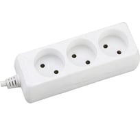 Бытовой удлинитель General Lighting Systems 3 розетки, без заземления и выключателя, 3 метра, 10А, 2200Вт, Белый GES-10-2x075-3-3m 470013