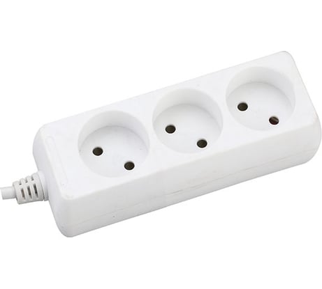 Бытовой удлинитель General Lighting Systems 3 розетки, без заземления и выключателя, 3 метра, 10А, 2200Вт, Белый GES-10-2x075-3-3m 470013