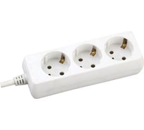 Бытовой удлинитель General Lighting Systems 3 розетки, с заземлением, без выключателя, 5 метров, 16А, 3500Вт, Белый GES-16-3x100-3-5m 470007