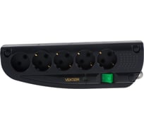 Сетевой фильтр Vektor COM черный 1.8-2м 15779