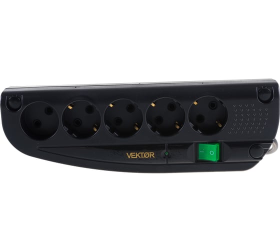 Сетевой фильтр Vektor COM черный 1.8-2м 15779