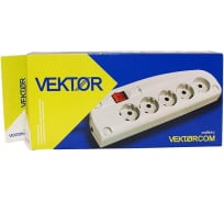 Сетевой фильтр Vektor COM светло-серый 3м 7749