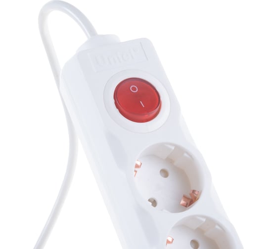 Сетевой фильтр Uniel S-GSU5-5, Universal, WHITE, 5м, ПВС 3х0.75, 5 гнезд, с заземлением, 10А UL-00001747