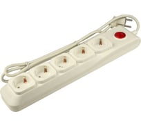 Сетевой фильтр Uniel серии Lux S-GSL5-5 IVORY с заземлением, 5м, пвс 3*0,75, 5 гнезд, 10А UL-00001757