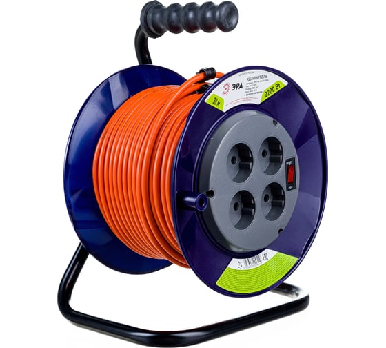Силовой удлинитель на катушке ЭРА RPx4s2x1.030m, без заземления, 4гн, 30м, ПВС 2хБ0046843