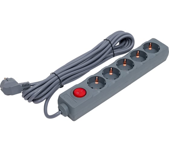 Cетевой фильтр Uniel, S-GSU5-5 GREY, серия Universal, 5м, Пвс 3*0,75, 5 гнезд, с/з, 10А, UL-00001749