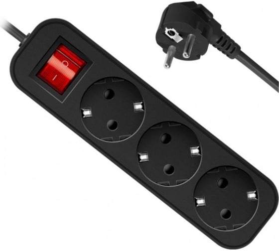 Удлинитель DEFENDER с заземлением G330 Выключатель, 3.0 м, 3 розетки, 99334