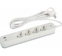 Сетевой фильтр Intro SFE4302xUSBACW с базовой защитой, с заземлением, с выключателем, 4 розетки, 2xUSBAC Б0059230