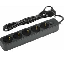 Сетевой фильтр Intro SFE515B с базовой защитой, с заземлением, с выключателем, 5 розеток, 1.5 м, 10 А, черный Б0059557
