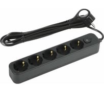 Сетевой фильтр Intro SFE530B с базовой защитой, с заземлением, с выключателем, 5 розеток, 3 м, 10 А, черный Б0059558