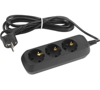 Электрический удлинитель Intro UE330B с заземлением, 3 розетки, 3 м ПВС 3x0.75 мм2, 10 А, черный Б0056931 33030000