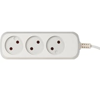 Электрический удлинитель Intro U330W без заземления, 3 розетки, 3 м ШВВП 2x0.75 мм2, 6 A, белый Б0057236