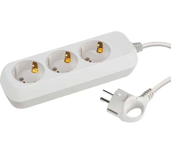 Электрический удлинитель Intro UE350W с заземлением, 3 розетки, 5 м ПВС 3x0.75 мм2, 10 А, белый Б0056934