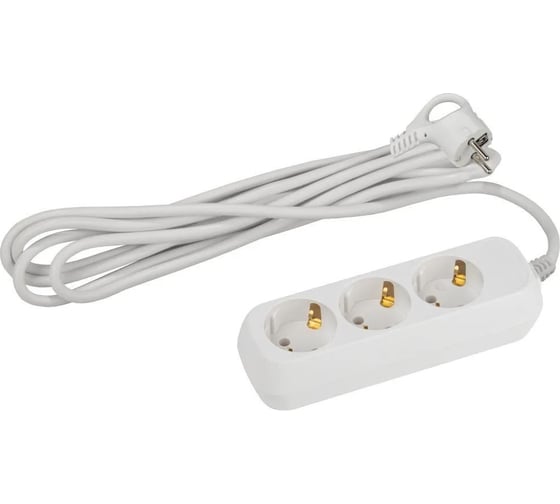 Электрический удлинитель Intro UE330W с заземлением, 3 розетки, 3 м ПВС 3x0.75 мм2, 10 А, белый Б0056932