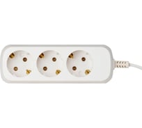 Электрический удлинитель Intro UE315W с заземлением, 3 розетки, 1.5 м ПВС 3x0.75 мм2, 10 А, белый Б0057235
