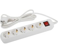 Удлинитель электрический Intro UES530W с заземлением, с выключателем, 5 розеток, 3 м, ПВС, 3x0.75мм2, 10А Б0056950