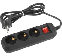 Удлинитель электрический Intro UES315B с заземлением, с выключателем, 3 розетки, 1.5 м, ПВС 3x0.75мм2, 10 Б0056941