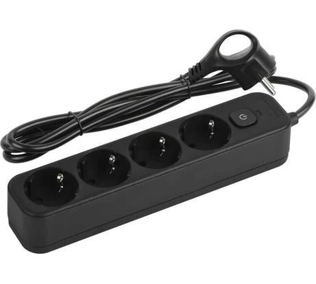 Сетевой фильтр Intro SFE415B с базовой защитой, с заземлением, с выключателем, 4 розетки, 1.5м, 10А, черный Б0059554