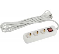 Удлинитель электрический Intro UES330W с заземлением, с выключателем, 3 розетки, 3 м, ПВС 3x0.75мм2, 10А Б0056944