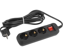 Удлинитель электрический Intro UES330B с заземлением, с выключателем, 3 розетки 3 м, ПВС 3x0.75мм2, 10А Б0056943 33030102