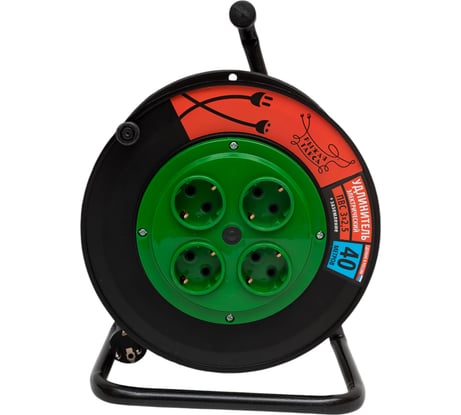 Удлинитель Рыжая такса УКП (катушка пластик) ПВС, 3х2,5 (16А), 4гнезда, 40м, с заземлением, УКП04-2868