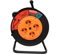 Удлинитель Рыжая такса УКП (катушка пластик) ПВС, 3х0,75 (10А), 4гнезда, 50м, с заземлением, УКП04-2776