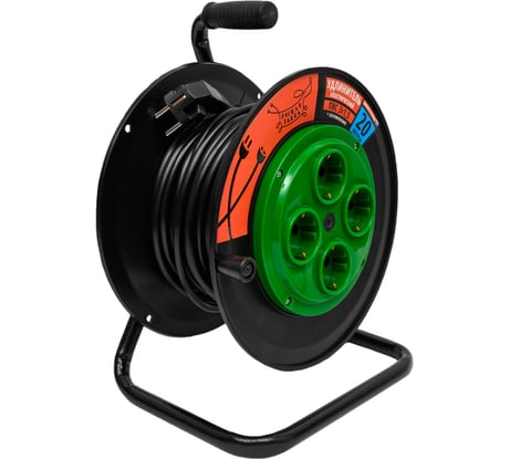 Удлинитель Рыжая такса УКП (катушка пластик) ПВС, 3х1,5 (16А), 4гнезда, 20м, с заземлением, УКП04-2783