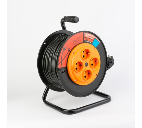 Удлинитель Рыжая такса УКП (катушка пластик) ПВС, 3х2,5 (16А), 4гнезда, 25м, с заземлением, УКП04-2844