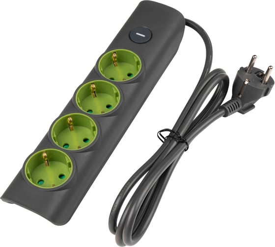 Универсальный электрический удлинитель Jazzway ET-04-140G (4 x 1,4)шторки заземление выключатель 5051850