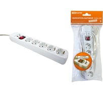 Удлинитель TDM ELECTRIC, бытовой, У05В-USB, 5 гнезд, 2USB, 1,5 метра, выключатель, з/к, ПВС 3х1мм2, 16А/250В SQ 1303-0302