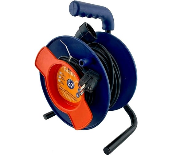 Силовой удлинитель на катушке Glanzen ПВС 2х1,5 арт. EC-20-010 00-00006536