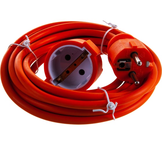Шнур IEK УШ-01РВ оранжевый, с вилкой и розеткой, 2P+PE, 3х1,0, 5метров WUP10-05-K09-N