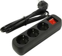 Удлинитель UNIVersal S-303 ПВС 3x1 3гнезда с/з выкл 2м (еврослот) черный 2019