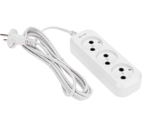 Удлинитель PROconnect 3 гнезда, 3м, 2x0,75мм², без заземления, белый 13-4206