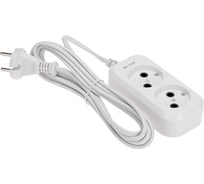 Удлинитель PROconnect 2 гнезда, 3м, 2x0,75мм², без заземления, белый 13-4201