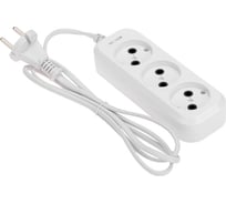 Удлинитель PROconnect 3 гнезда, 1,5м, 2x0,75мм², без заземления, белый 13-4205